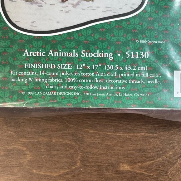 Candamar Designs Inc. Embellished Cross Stitch Kit 51130 Arctic Animals Stocking - Picture 2 of 4